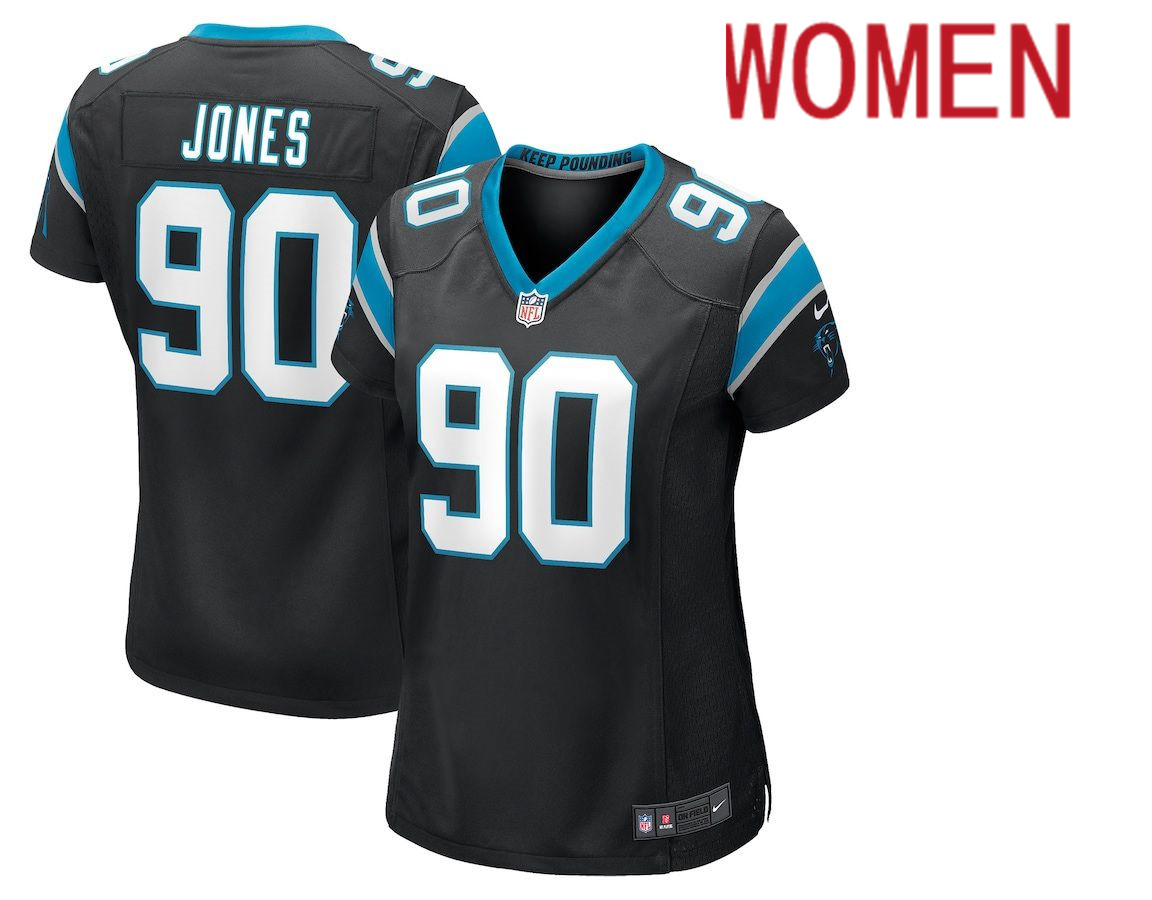Women Carolina Panthers #90 DaQuan Jones Nike Black Game NFL Jersey->women nfl jersey->Women Jersey